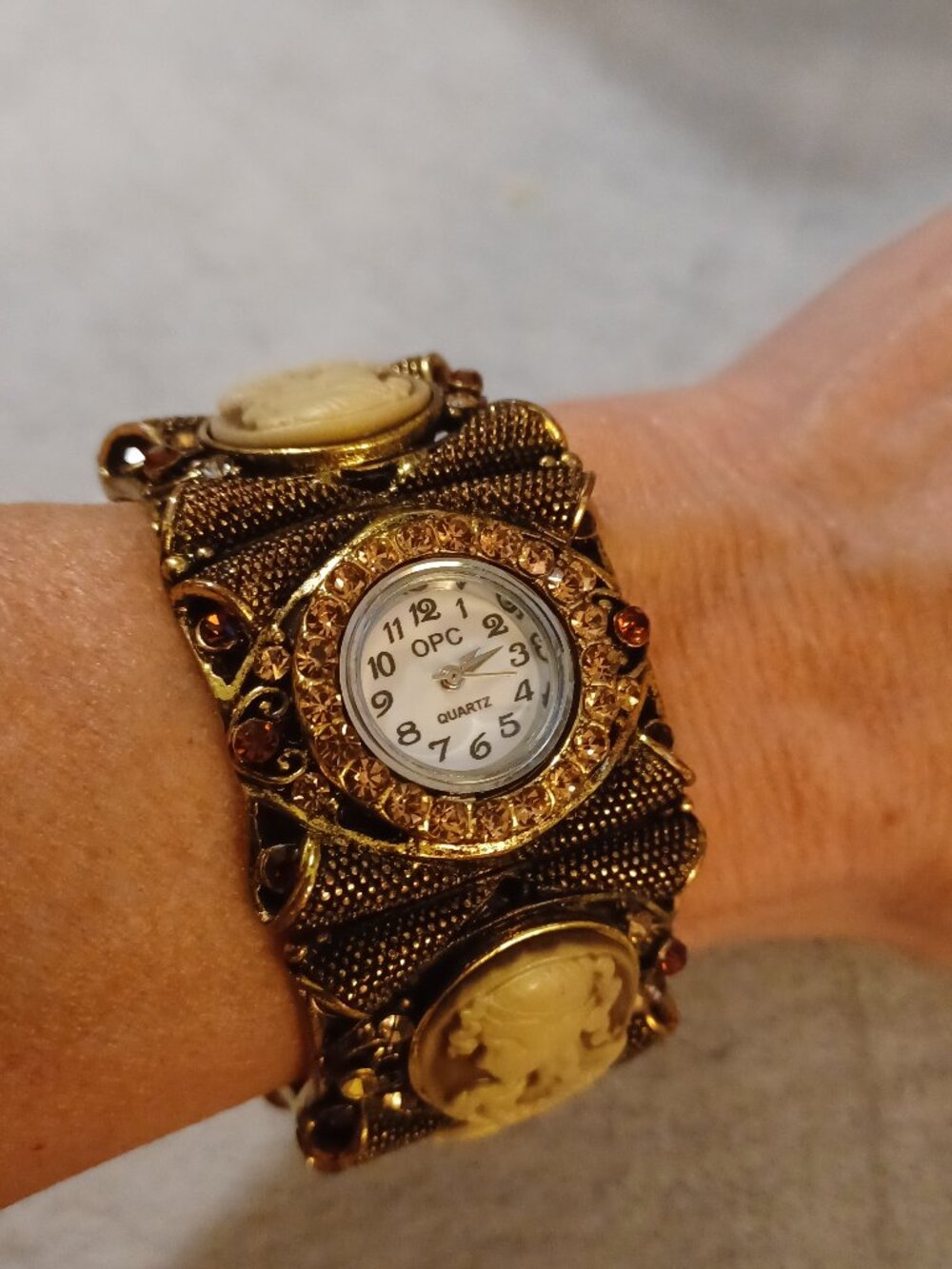 Rhinestone and Cameo Watch